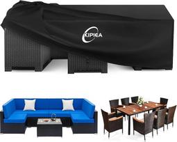 "Kipiea" sodo baldų danga, atspari vandeniui, stačiakampio formos brezentas, apsauginė sodo baldų danga, atspari žiemai, 420D Oksfordo audinys, terasos baldų danga, apsauganti nuo UV spindulių, skirta sodo stalams, svetainės baldams