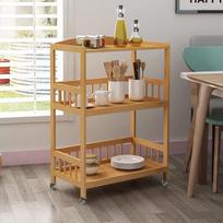"SogesHome" virtuvės vežimėlis ant ratukų Sandėliavimo vežimėlis su ratukais Serviravimo vežimėlis Rack Trolley Bamboo su 3 lentynomis Virtuvės lentynų organizatorius vežimėlis Mobilus komunalinių paslaugų vežimėlis Šoninis vežimėlis