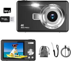 Skaitmeninis fotoaparatas, UHD 4K 50MP fotoaparatas su 32GB SD kortele, 16X skaitmeninis priartinimas, įkraunamas akumuliatorius, nešiojamasis Vlog fotoaparatas vaikams, paaugliams, studentams, pradedantiesiems