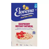 Greitai paruošiama avižinė košė su avietėmis, be glitimo, ELOVENA, 5x40g