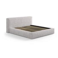 Smėlio spalvos dvigulė lova audiniu dengta su sandėliavimo vieta su lovos grotelėmis 140x200 cm Simon Olivia – Micadoni