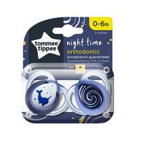 TOMMEE TIPPEE čiulptukas NIGHT TIME, 0-6 mėn.,  2 vnt., 433662