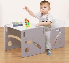"FUNLIO Montessori" Montessori vaikiško stalo ir kėdutės rinkinys 1-3 metų mažyliams, reguliuojamo aukščio, vaikiškas stalas ir kėdutė skaitymui/valgymui/žaidimui, lengvai surenkamas, pilkos spalvos