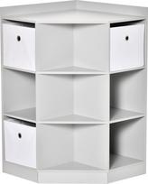 "HOMCOM" vaikų kampinė lentyna su 3 dėžutėmis, vaikų kambarys, žaislų lentyna 3-12 metų vaikams, pilka, 57,4 x 57,4 x 94 cm