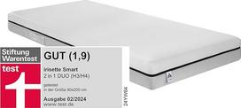 "Irisette Smart 2-in-1 Duo" 7 zonų šaltųjų putų čiužinys, "Stiftung Warentest" bandymų įvertinimas 1,9 (02/2024 m. leidimas), "Duo" kietumas H3 ir H4, 90 x 200 cm, sertifikuotas "Oeko-Tex