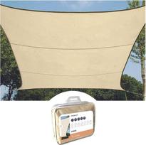 "Perel Sun Shade" burės atspalvis Burių saulės atspalvis terasos baseinui Vandeniui atsparus UV blokas 4 nerūdijančio plieno žiedai 4X3M 160GSM poliesterio stačiakampis kreminis baltas