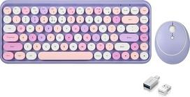 "Perixx" PERIDUO-713PP belaidės mini klaviatūros ir pelės derinys - retro apvalių klavišų dangteliai - pastelinės violetinės spalvos - angliškas išdėstymas