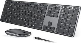 "seenda" JP-064-3 įkraunama belaidė "Bluetooth" klaviatūros pelė, daugialypės terpės itin plonas belaidės pelės ir klaviatūros rinkinys, skirtas "Windows", "Mac OS", nešiojamajam kompiuteriui, asmeniniam kompiuteriui, planšetiniam kompiuteriui, "iPad", QW