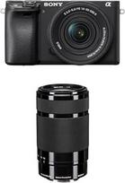 "Sony Alpha 6400" APS-C veidrodinis fotoaparatas su 16-50 mm objektyvu (greitas 0,02 s automatinis fokusavimas su akių aptikimu, 4K vaizdo įrašai ir pasukamas ekranas vaizdo įrašams filmuoti) + SEL55210