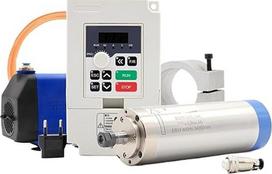 800W vandeniu aušinamo verpstės komplektas 0,8 kW 4 dalių guolis 65 x 195 mm ir H100 1,5 kW inverteris / VFD ir laikiklis bei 75 W siurblys (220 V)