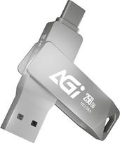 AGI UE138A 256GB USB atmintinė, dvigubi prievadai su C ir A tipo grįžtamąja USB jungtimi, USB 3.2 atmintis, "Pendrive" duomenų saugykla, duomenų perdavimo greitis iki 120MB/s