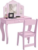 AIYAPLAY Kinder Schminktisch mit dreifachem Spiegel und Hocker, Kinder Schminktisch, Mädchen mit Schublade, für 3-8 Jahre alt - Pink