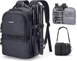 bagsmart Fotoaparato kuprinė, DSLR SLR mažo fotoaparato krepšys, suderinamas su fotografais, petnešėlė 2-in-1 kelioninė kuprinė, tinkanti 12,9 colių iPad, skirta Sony, Canon, Nikon