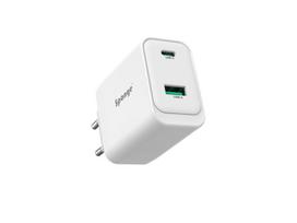 Adapteris Sponge C2 45W GaN, USB-C/USB-A, balta