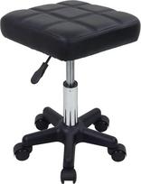 FURWOO Kvadratinė pasukama taburetė su ratukais PU Leahter Rolling Stool Reguliuojamo aukščio taburetė Spa salono masažui Juoda