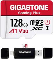 GIGASTONE 128GB "Micro SD" kortelė su C tipo USB kortelių skaitytuvu, "Gaming Plus", "MicroSDXC" atminties kortelė, skirta "Nintendo Switch 1", 4K vaizdo įrašymas, UHS-I A1 U3 V30 C10, iki 100MB/s, su kortelių skaitytuvu