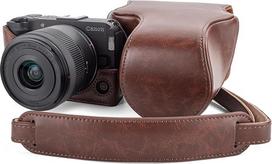 MUZIRI KINOKOO "Canon EOS R50V" fotoaparato dėklas, PU odos dėklas skaitmeniniam fotoaparatui EOS R50V/R50V su RF-S14-30 mm objektyvu, nuimamas dėklas su reguliuojamu dirželiu per petį - kavos spalvos