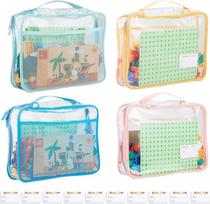 PVC žaislų laikymo maišeliai (vardo etiketė, 10 atmintinių kortelių), dideli, 13,8" x 3,2" x 10", skaidrūs, su dvigubu užtrauktuku, organizaciniai maišeliai su rankena, spalvoti blokeliai, stalo žaidimų organizatoriai