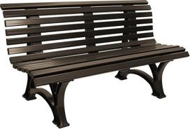 Sodo suoliukas 3-vietis 150 cm rudos spalvos plastikinis lauko suoliukas, atsparus oro sąlygoms