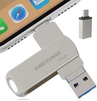 USB atmintinė "iPhone" 256GB - Išorinis kietasis diskas mobiliajam telefonui nuotraukoms išsaugoti "Snapstick", "Memory Stick Photo Stick Apple", tinka "iPhone" / "iOS" / "Android" / išmaniesiems telefonams / "iPad/PC", sidabrinė
