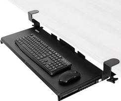 VIVO didelis klaviatūros dėklas po stalu su itin tvirta "C Clamp" tvirtinimo sistema, 27 (33 su spaustukais) x 11 colių išstumiama platforma kompiuterio stalčiui spausdinti, juoda, MOUNT-KB05E