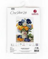 Luca-S siuvinėjimo komplektas kryželiu „Našlaičių puokštė“ 23 × 30 cm