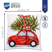 Pagalvėlės užvalkalo siuvinėjimo komplektas — Kalėdinis automobilis (kryželiu)