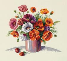Siuvinėjimo komplektas kryželiu „Rytinės aguonos“, 29×27 cm
