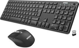 "Arteck" 2.4G belaidės klaviatūros ir pelės derinys Itin plona pilno dydžio klaviatūra ir ergonomiška pelė staliniams ir nešiojamiesiems kompiuteriams su "Windows 11/10/8/7" integruota baterija su USB-C įkrovimo kištuku