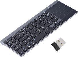 "Vikye" belaidė 2.4G klaviatūra, universali "Bluetooth" klaviatūra su jutikliniu kilimėliu, nešiojamojo plono dizaino, skirta asmeniniam kompiuteriui / nešiojamajam kompiuteriui / televizoriaus dėžutei