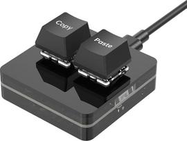BRIMFORD programuojamos klaviatūros USB-C pritaikyta kopijavimo pastos mini 2 klavišai su LED šviesa Mechaninė karšto keitimo makro klaviatūra (juoda)