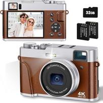 CAMKORY Skaitmeninis fotoaparatas 4K fotokamera 48MP su 32G kortele Automatinio fokusavimo optinis vaizdo ieškiklis Fotoaparatas Kompaktiškas fotoaparatas su 2 baterijomis Skaitmeninis fotoaparatas Vaikiškas fotoaparatas Kompaktiškas kelionių fotoaparatas