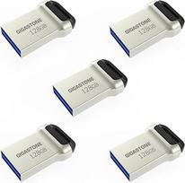 GIGASTONE 128GB "Nano" atmintinė (5 vnt.) Z90 USB 3.2 Gen 1, itin greita, 120MB/s, mini, metalinis dizainas, duomenų saugykla, atsarginė kopija, skirta kompiuteriui, kompiuteriui, televizoriui ir automobiliui, suderinama su USB 2.0/3.0/3.1
