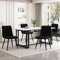 HAUSPROFI valgomojo stalo komplektas su 4 kėdėmis, 80 x 140 x 74 cm, stačiakampio formos virtuvės valgomojo stalo sėdimų vietų komplektas, modernaus dizaino mediniai baldai, valgomojo grupė svetainei, virtuvei, biurui (juoda)