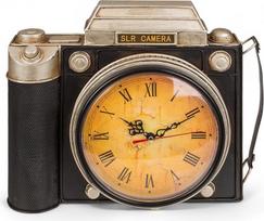 MIJOMA Retro fotoaparato raktų spintelė su laikrodžiu - senovinio fotoaparato dizainas, metalas, maždaug 23 x 8,5 x 29 cm, retro sienų dekoras