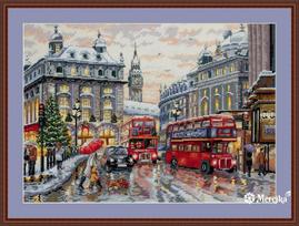 Siuvinėjimo kryželiu komplektas „Londonas“ su DMC siūlais, Aida 16, 30×40 cm