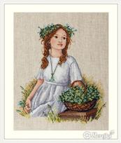 Neužmirštuolės — premium siuvinėjimo komplektas Aida Rustico 16, DMC, 23×27 cm