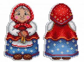 Siuvinėjimo komplektas „Senelė“: Aida 14 plastikinė drobė, 22 spalvos, 13×8 cm