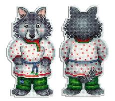 Aida 14 siuvinėjimo rinkinys „Pilkas vilkas“, 13×7 cm — pradedantiesiems