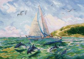 Siuvinėjimo komplektas „Jūros kelionės“ — Aida 14, 40×29 cm, 39 spalvų
