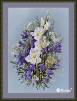 Elegantiškas siuvinėjimo komplektas „Balta kardelė“, 39×27 cm