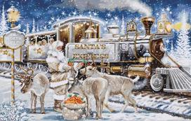Kalėdinis skaičiuoto kryžiuko siuvinėjimo komplektas „Santa’s Express“ 54×35 cm