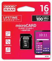 GOODRAM 16GB microSDHC card, Class 10 + adapter