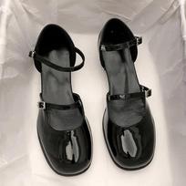 Madingi Nauji Mary Jane Bateliai Sagtukai Aukštakulniai Moteriški Stori Kulniukai Elegantiški Sekli Square Toe Avalynė Šventei Biurui Moteriški Odiniai Batai Size 35(foot 22.5cm) juoda