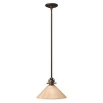 Mayflower 1 Light Mini Pakabukas – Olde bronzos, plieno, graviruoto gintaro stiklo