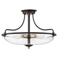 Griffin 4 Light Semi–Flush – Palladian Bronza su Patinavusio žalvario akcentais