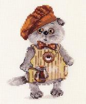 Žavingas „Barista“ kryželinis komplektas, Aida 14, 10×14 cm, 18 spalvų