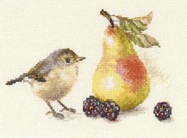 Siuvinėjimo komplektas Alisa — paukštis ir kriaušė, Aida 16, 17×11 cm
