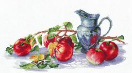 Siuvinėjimo komplektas „Sultingi obuoliai“ — pradedantiesiems