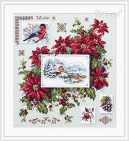 Merejka siuvinėjimo komplektas „Winter Sampler“ – Aida 16, DMC, 30×32 cm